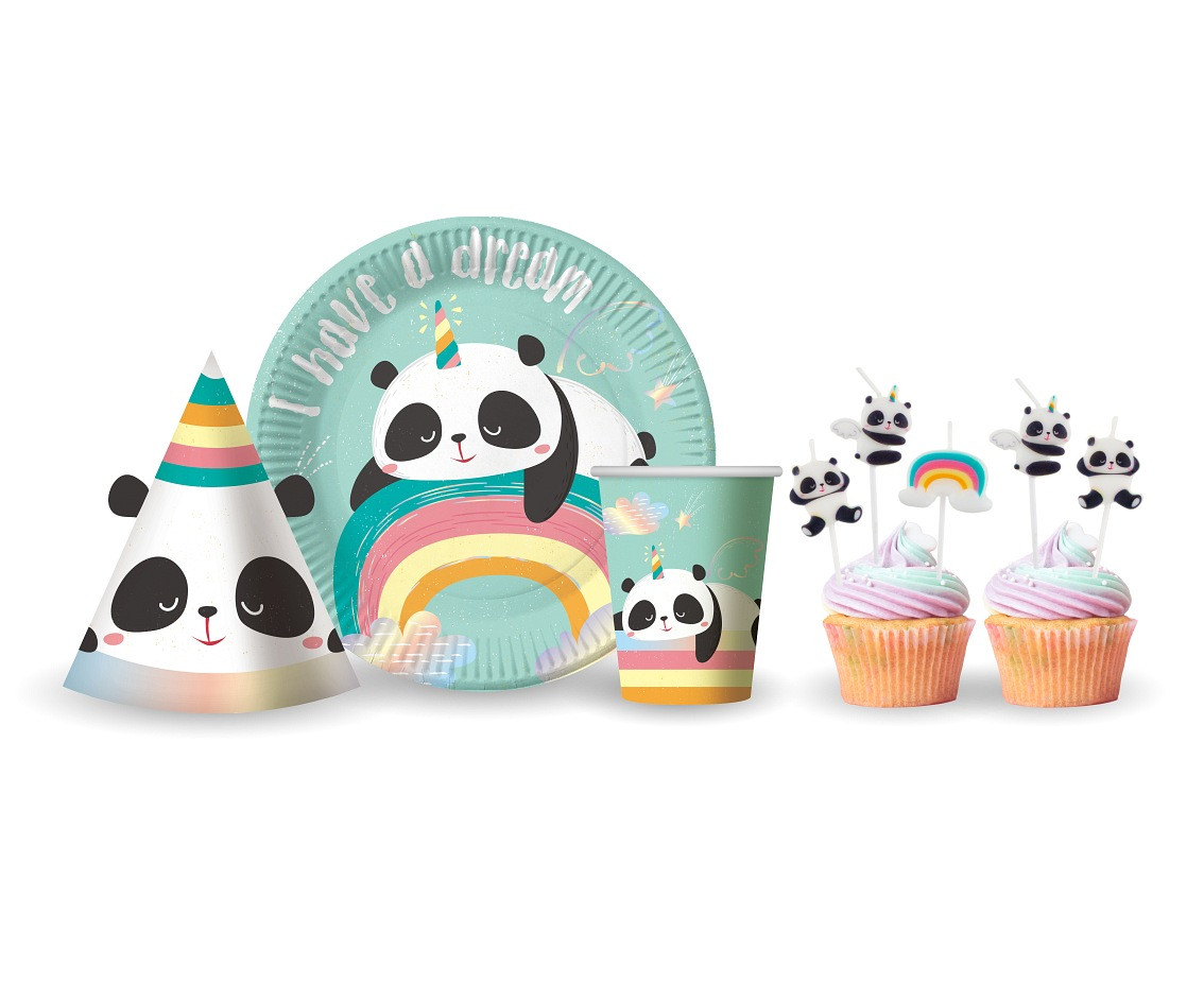 Paper plates Dreamy Panda, 18 cm, 6 pcs